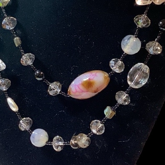 💝Vintage 1970s Crystal & Natural Stone Necklace - Picture 6 of 6